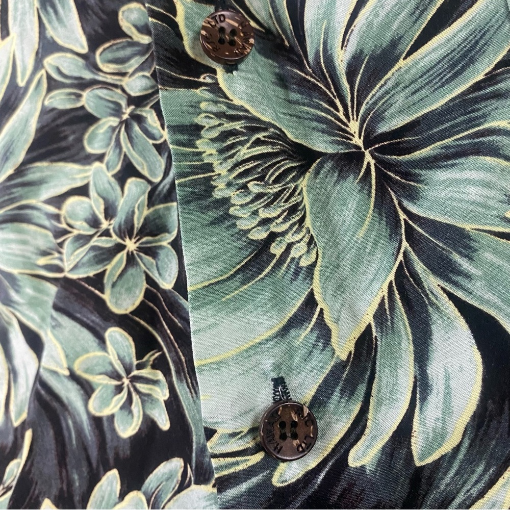 Kalaheo Hawaiian Aloha Shirt XL Made in Hawaii Green Rayon Tropical Floral Beach - Picture 5 of 9